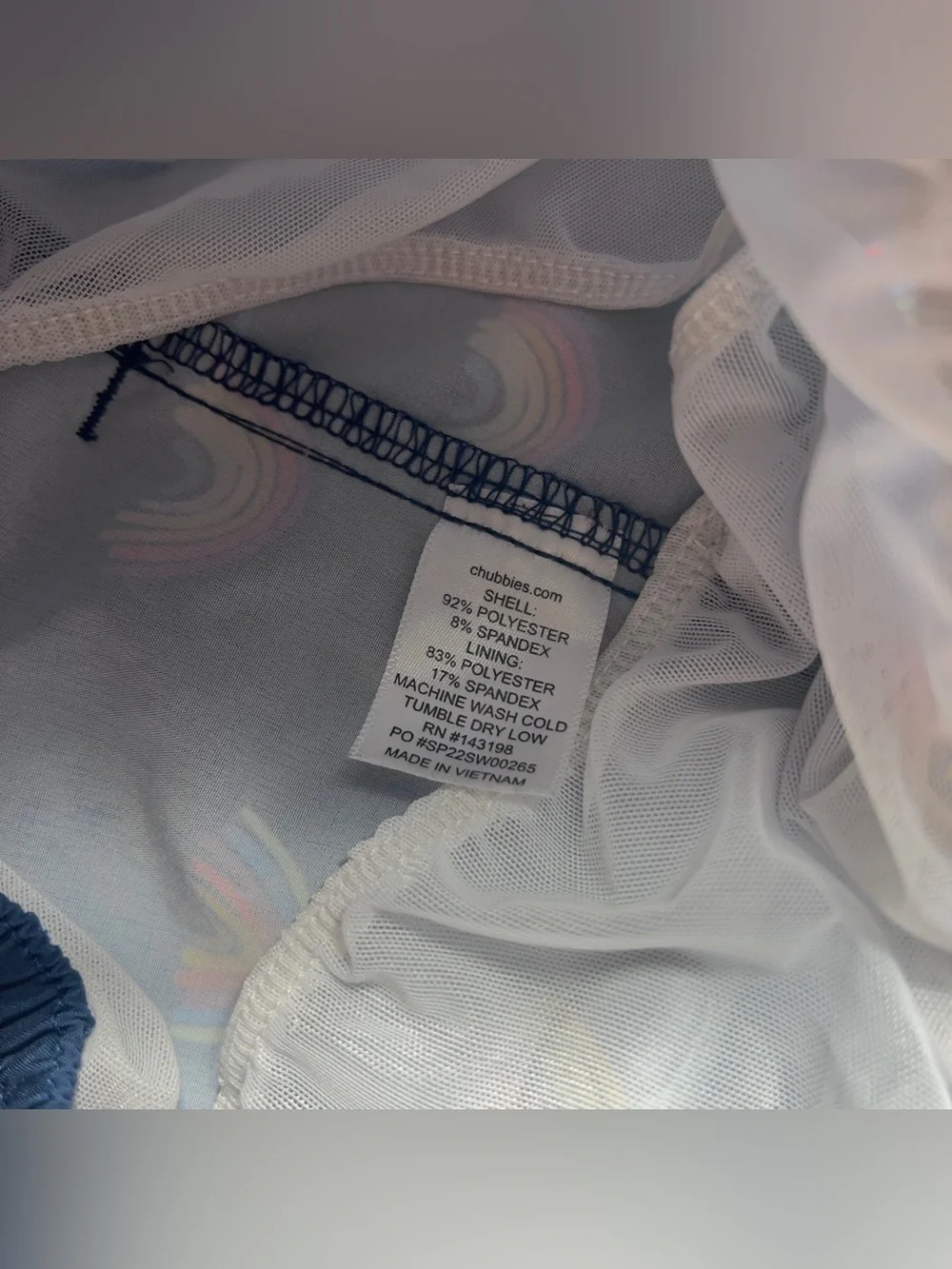Chubbies Rainbow Roads Swim Trunks Mens Medium Navy 5.5” Inseam Mesh Lined